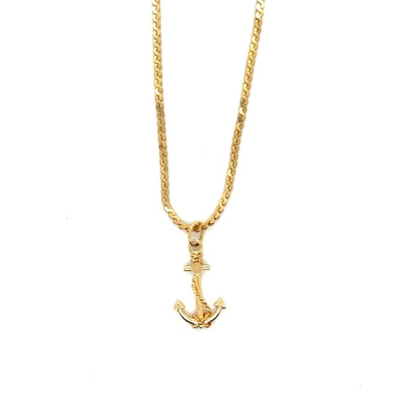 Gold Color Anchor Necklace - Picture 1 of 4
